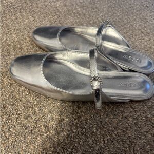 J. Crew Silver Mary Jane Flats